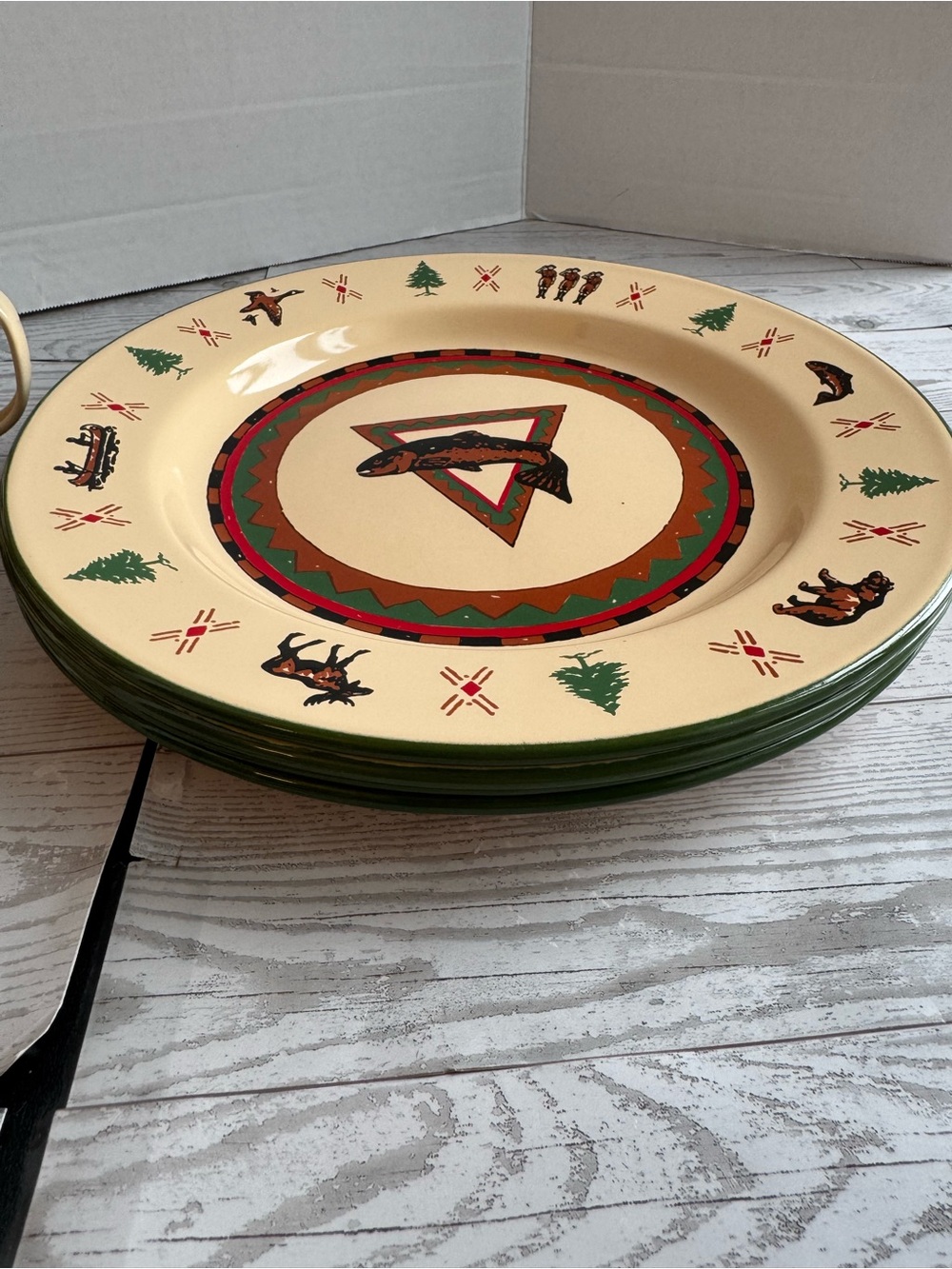 Enamelware Woodland Moose and Bass Dinnerware Collection with Red Accents Set - Picture 6 of 9